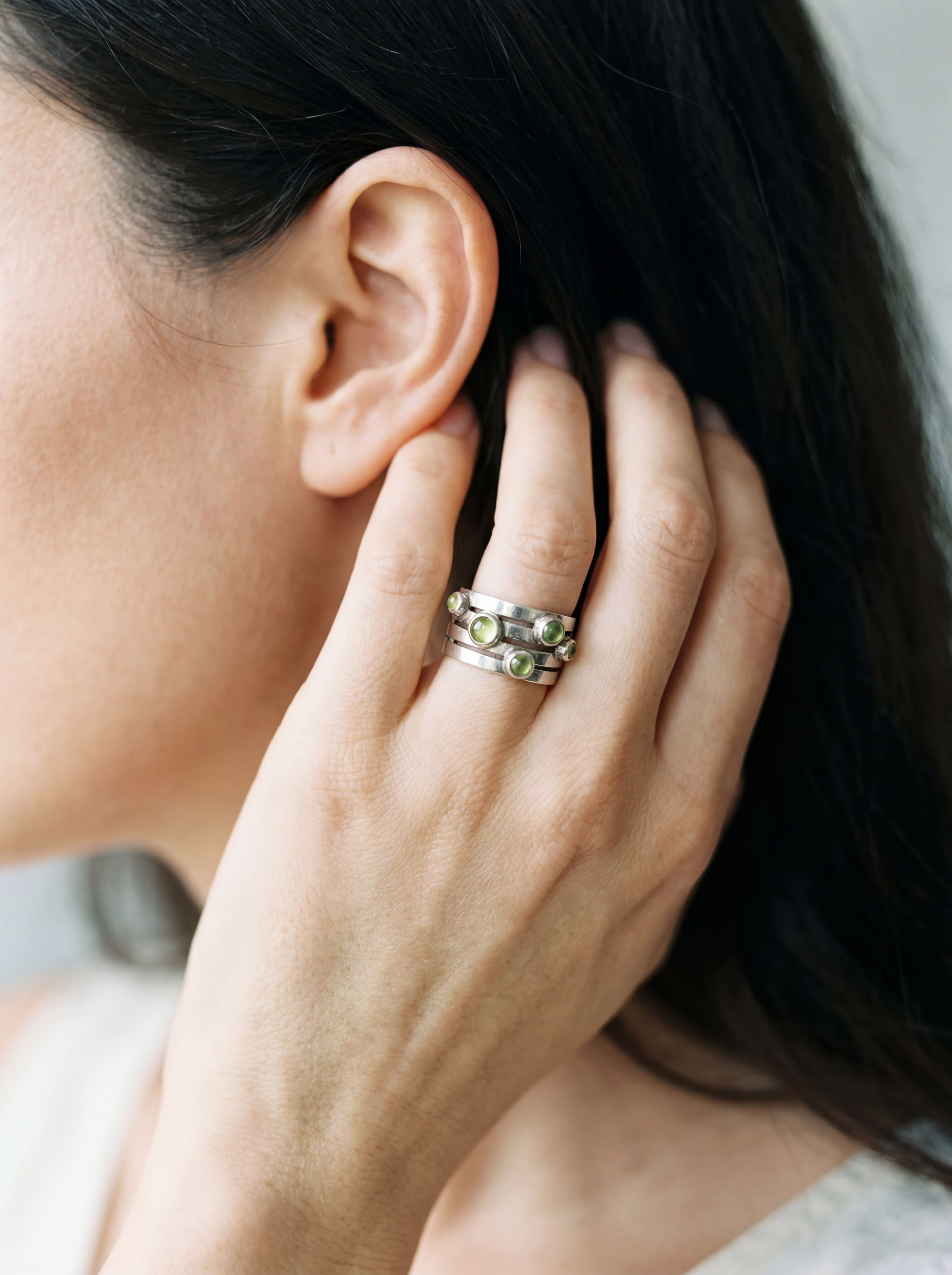 Multiple Cabochon Stone Stacking Ring - Thumbnail 2